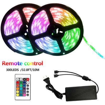 24Keys Remote 12V Power Supply LED Strip Lights Kit 10Meter RGB 300Leds 5050 Waterproof  LED Strips  Color Changing Tape Light